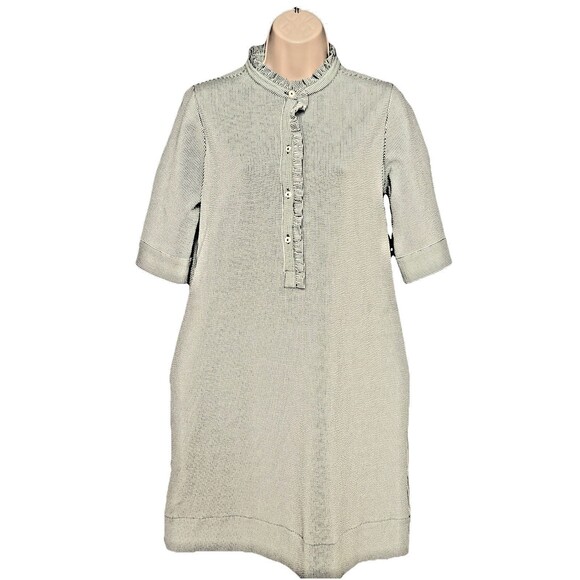 NWT Ann Mashburn Size Small Frill Dress Green White Small Bengal Stripe Stretchy - Picture 2 of 16